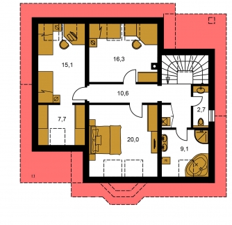 Mirror image | Floor plan of second floor - COMFORT 134